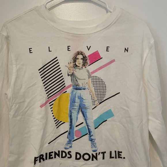 Stanger Things Eleven Friends Don't Lie Long Sleeve T shirt - Picture 3 of 5